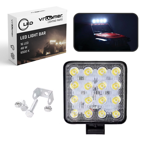 HALOGEN SZPERACZ LED LAMPA ROBOCZA 48W 12 24V 16 diod OFFROAD LED BAR IP65 (H-F-16)
