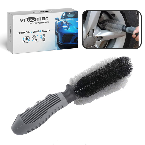 Szczotka z podwójnym włosiem do mycia kół samochodu